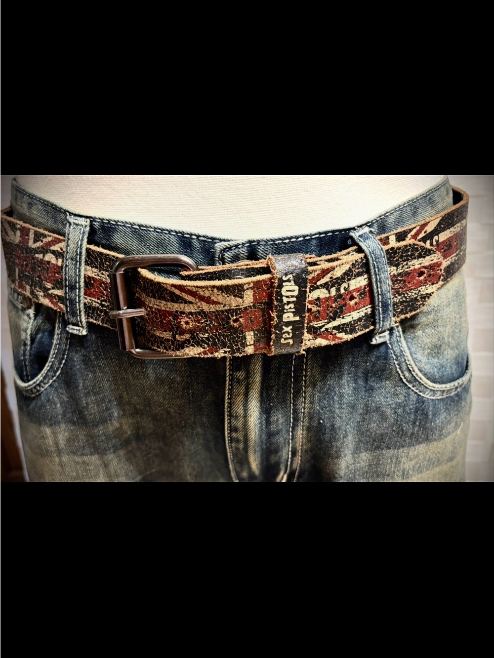 Sex Pistol’s Men's Brown Distressed leather men’s Belt  Size XL-40-42 length